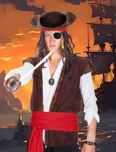 Pirate Costume Accessories Set Pirate Hat for Women Men Halloween Accessories in Saudi Arabia