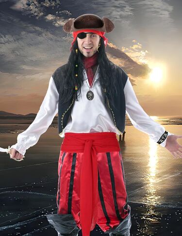 Pirate Costume Accessories Set Pirate Hat for Women Men Halloween Accessories in Saudi Arabia