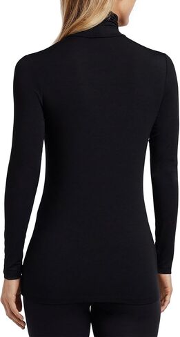 Cuddl Duds Women's Softwear with Stretch Long Sleeve Turtle Neck Top – Ideal for Layering & Lounging, Smooth & Body-Hugging Fit, Black, X-Large in Saudi Arabia