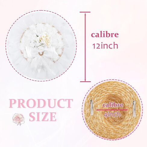 Bohend Tea Party White Fascinators Hats Flower Lace Victoria Hat Bow Ribbon Hair Clip Wedding Accessories for Women or Girls in Kuwait