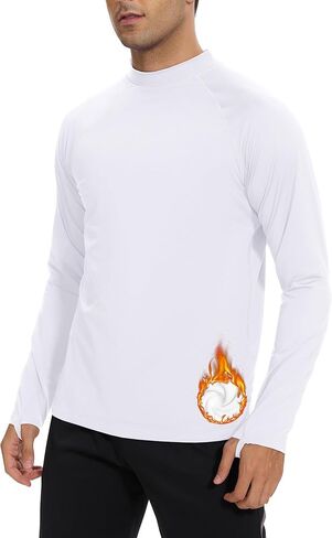 Men's Fleece Lined Thermal Shirts Midweight Crew/Mock Neck Base Layer Long Sleeve Top Cold Weather Workout in Kuwait
