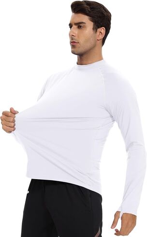 Men's Fleece Lined Thermal Shirts Midweight Crew/Mock Neck Base Layer Long Sleeve Top Cold Weather Workout in Kuwait