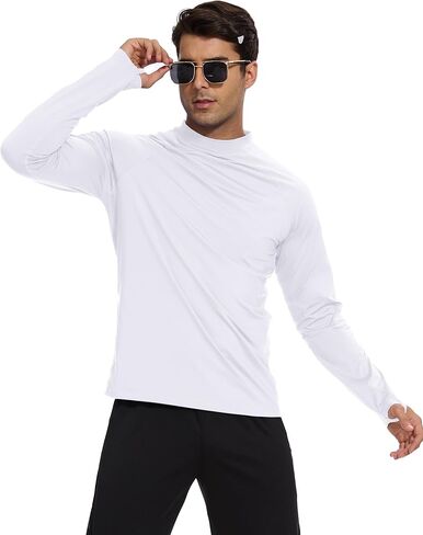 Men's Fleece Lined Thermal Shirts Midweight Crew/Mock Neck Base Layer Long Sleeve Top Cold Weather Workout in Kuwait