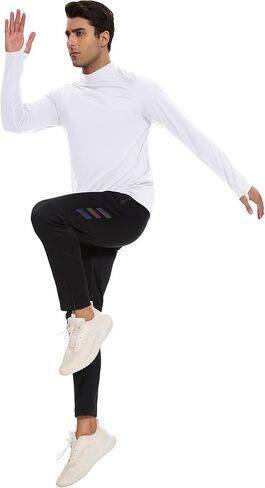 Men's Fleece Lined Thermal Shirts Midweight Crew/Mock Neck Base Layer Long Sleeve Top Cold Weather Workout in Kuwait