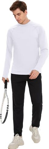 Men's Fleece Lined Thermal Shirts Midweight Crew/Mock Neck Base Layer Long Sleeve Top Cold Weather Workout in Kuwait