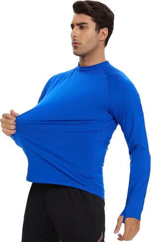Men's Fleece Lined Thermal Shirts Midweight Crew/Mock Neck Base Layer Long Sleeve Top Cold Weather Workout in Kuwait