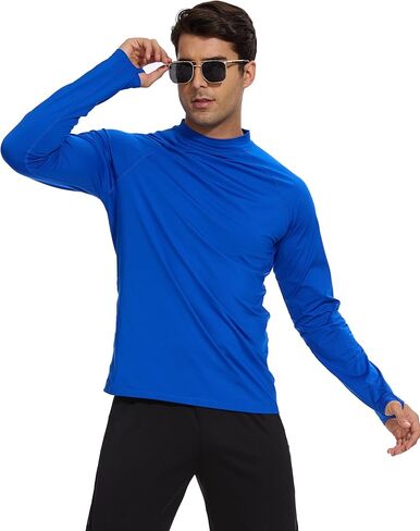 Men's Fleece Lined Thermal Shirts Midweight Crew/Mock Neck Base Layer Long Sleeve Top Cold Weather Workout in Kuwait