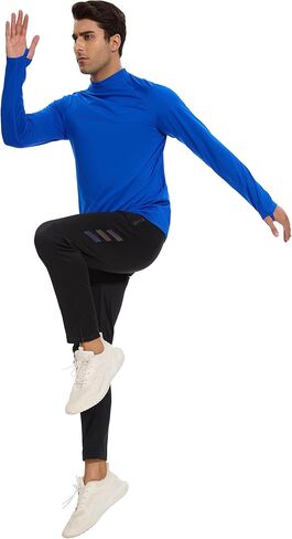 Men's Fleece Lined Thermal Shirts Midweight Crew/Mock Neck Base Layer Long Sleeve Top Cold Weather Workout in Kuwait