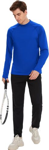 Men's Fleece Lined Thermal Shirts Midweight Crew/Mock Neck Base Layer Long Sleeve Top Cold Weather Workout in Kuwait