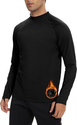 Men's Fleece Lined Thermal Shirts Midweight Crew/Mock Neck Base Layer Long Sleeve Top Cold Weather Workout in Kuwait
