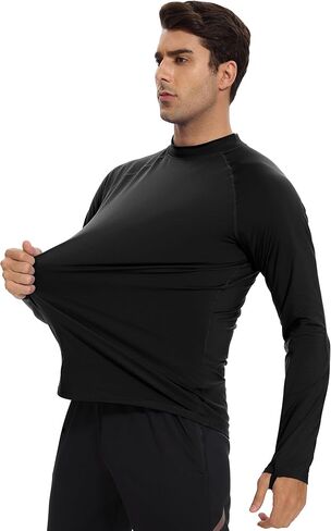 Men's Fleece Lined Thermal Shirts Midweight Crew/Mock Neck Base Layer Long Sleeve Top Cold Weather Workout in Kuwait