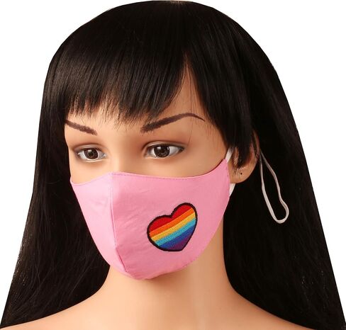 Touchstone Kids Pink embroidered 3 layer comfortable cotton fabric face masks reusable washable with elastic ear loops. (Pack of 3). Shades of Pink in Saudi Arabia