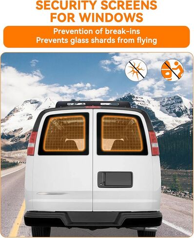 شاشات أمان النافذة الخلفية مناسبة لشاشات أمان Chevy Express/GMC Savana Cargo Van قطعتين in Kuwait