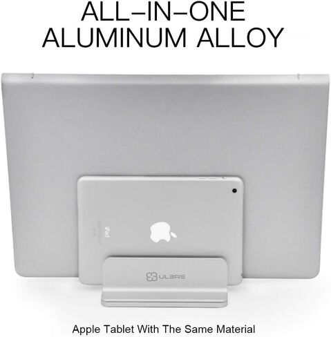 Vertical Laptop Stand for Desk Metal Heavy Duty, 4 Slots Adjustable 4in1 Vertical MacBook Stand Rack Pro Holder Compatible w' All Surface Dell Samsung HP Chromebook Upto 17.5' - Sliver in Saudi Arabia