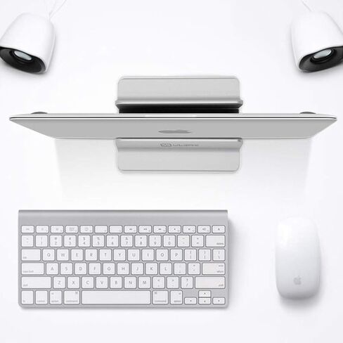 Vertical Laptop Stand for Desk Metal Heavy Duty, 4 Slots Adjustable 4in1 Vertical MacBook Stand Rack Pro Holder Compatible w' All Surface Dell Samsung HP Chromebook Upto 17.5' - Sliver in Saudi Arabia