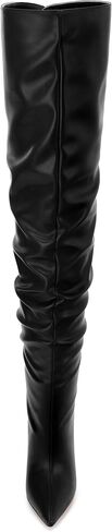 JUSTDANNI Women's Thigh High Boots Over The Knee Slouchy Boots with Pointed Toe High Stiletto Heels Pull On Fall Dress Boots for Party Shopping Daily Wear in Saudi Arabia