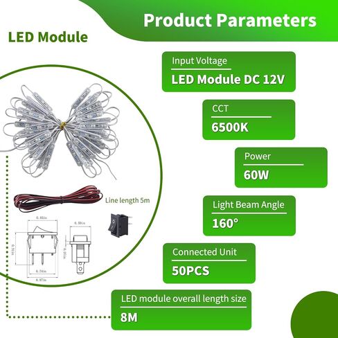 Module Ceiling Lamp for Car Truck Auto Vehicle Caravan Trailers Boat Bus RV Room Cargo White Lighting，6500k 12V 150 LEDs Van Interior Light Kits (50 Modules) in Saudi Arabia
