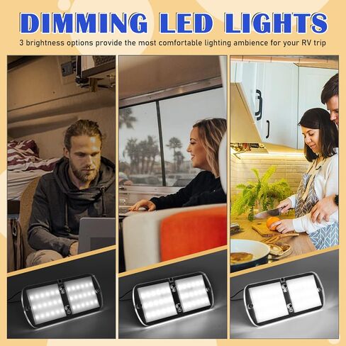 مصابيح داخلية RV LED 12-18 فولت 4 عبوات ضوء سقف خافت 6 وات، إضاءة تخييم مع 4 ألوان لمركبة RV/مقطورة/تخييم/قارب، ضوء أبيض دافئ/أبيض طبيعي/ضوء أبيض بارد/أزرق 4000-4500 كلفن، 700 لومين in Saudi Arabia