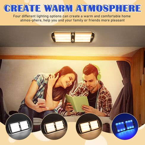 مصابيح داخلية RV LED 12-18 فولت 4 عبوات ضوء سقف خافت 6 وات، إضاءة تخييم مع 4 ألوان لمركبة RV/مقطورة/تخييم/قارب، ضوء أبيض دافئ/أبيض طبيعي/ضوء أبيض بارد/أزرق 4000-4500 كلفن، 700 لومين in Saudi Arabia