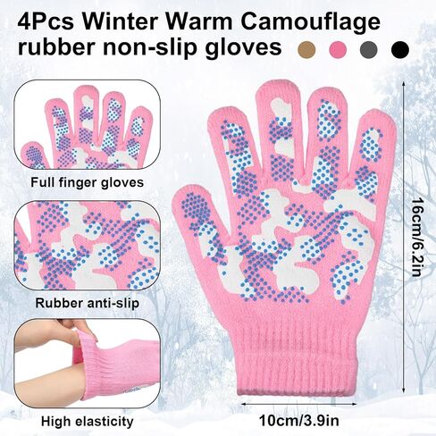 JaGely 12 Pcs Kids Winter Hat Gloves Scarf Set Warm Plaid Scarves Knit Pom Beanie Hat Gloves for Cold Weather Homeless(Bright Color,12 Pcs) in Saudi Arabia
