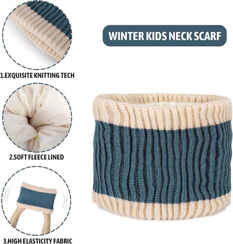 Kids Winter Hat Scarf Set for Girls Boys, Toddler Knit Beanie Hat & Neck Warmer Sets with Warm Fleece Lined Pom in Saudi Arabia