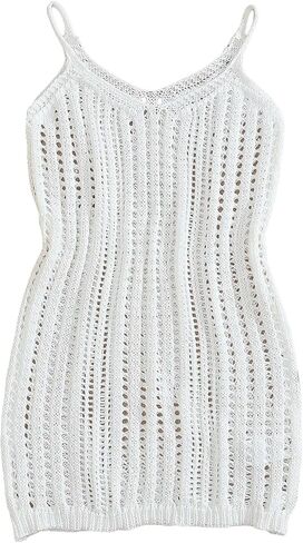Milumia Toddler Girl's Crochet Cover Up Knitted Cami Dress Beach Swimsuit Coverup in Saudi Arabia