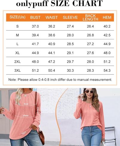 onlypuff Womens Top Long Sleeve Shirts for Women Cute Ladies Top Fashion Fall Tops 2024 Tunic Tops Blouses in Saudi Arabia