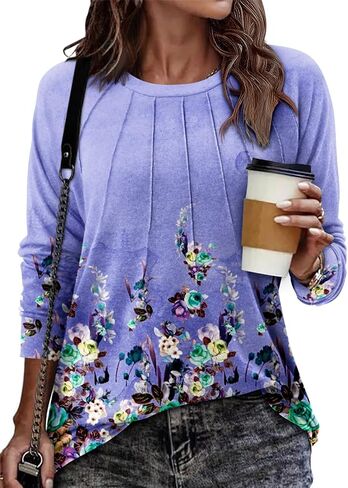 onlypuff Womens Top Long Sleeve Shirts for Women Cute Ladies Top Fashion Fall Tops 2024 Tunic Tops Blouses in Saudi Arabia