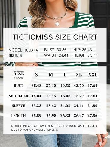 Women's Long Sleeve Shirts Striped Square Neck Tops Casual Tees Shirts Basic Blouses in Saudi Arabia