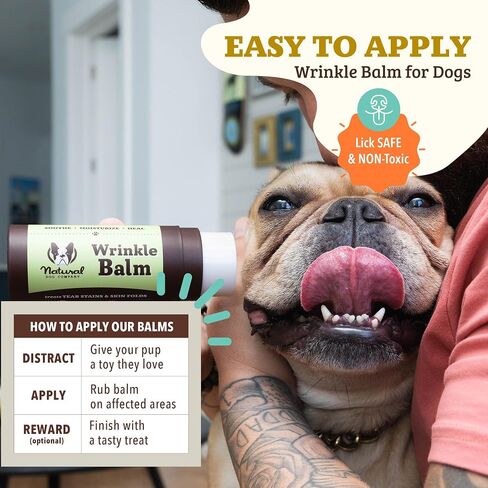 Natural Dog Company Wrinkle Balm, 2 oz. Stick, Dog Lotion for Dry Itchy Skin, Cleans Wrinkles, Yeast Infection Treatment for Dogs, Plant Based, Frenchie Dog Accessories, Made in USA in Kuwait