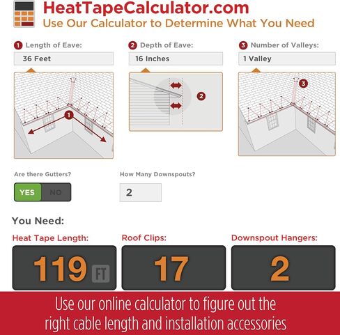 Heat Tape Pro - Self-Regulating Heat Cable - Long Term Ice Dam, Roofing, Gutter & Pipe Freeze Protection - (37 Ft) cable + 10 Ft Power Cord, 120V, 6 watts/FT in Kuwait
