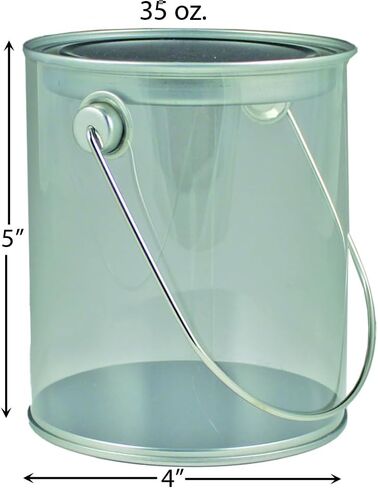 Clear Plastic Empty Paint Can (48 oz.) 1 Paint Storage Container with Lid & Handle - BPA-Free | Perfect Paint Container for Leftover Paint, Party Favors, Wedding Displays, Candy Containers, & Storage in Saudi Arabia