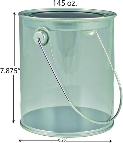 Clear Plastic Empty Paint Can (48 oz.) 1 Paint Storage Container with Lid & Handle - BPA-Free | Perfect Paint Container for Leftover Paint, Party Favors, Wedding Displays, Candy Containers, & Storage in Saudi Arabia