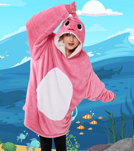 Markest Unisex Shark Hoodie Animal Cosplay Pullovers Oversized Flannel Sherpa Warm Comfy Loungewear Novelty Halloween Costume in Kuwait