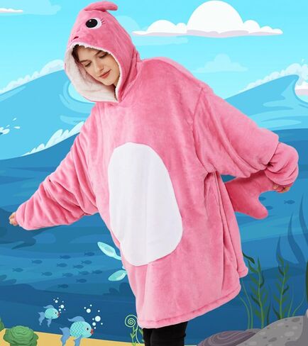 Markest Unisex Shark Hoodie Animal Cosplay Pullovers Oversized Flannel Sherpa Warm Comfy Loungewear Novelty Halloween Costume in Kuwait