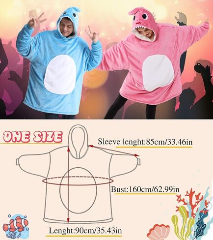 Markest Unisex Shark Hoodie Animal Cosplay Pullovers Oversized Flannel Sherpa Warm Comfy Loungewear Novelty Halloween Costume in Kuwait