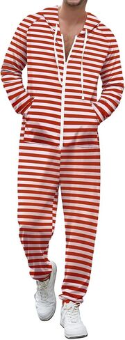 Ekouaer Halloween Onesie Adult Hooded Zipper Mens 0nesie Pajamas Soft One Piece Pajamas for Men with Pocket in Saudi Arabia