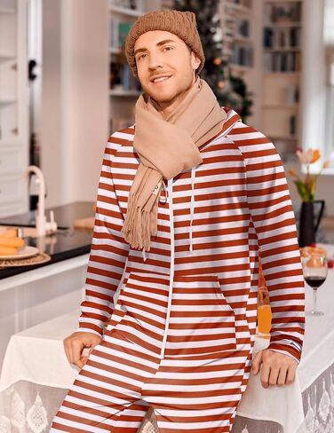 Ekouaer Halloween Onesie Adult Hooded Zipper Mens 0nesie Pajamas Soft One Piece Pajamas for Men with Pocket in Saudi Arabia