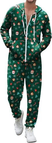 Ekouaer Halloween Onesie Adult Hooded Zipper Mens 0nesie Pajamas Soft One Piece Pajamas for Men with Pocket in Saudi Arabia