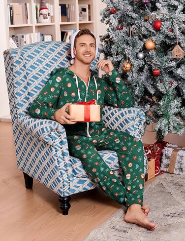 Ekouaer Halloween Onesie Adult Hooded Zipper Mens 0nesie Pajamas Soft One Piece Pajamas for Men with Pocket in Saudi Arabia