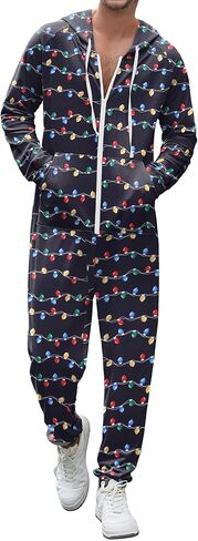 Ekouaer Halloween Onesie Adult Hooded Zipper Mens 0nesie Pajamas Soft One Piece Pajamas for Men with Pocket in Saudi Arabia