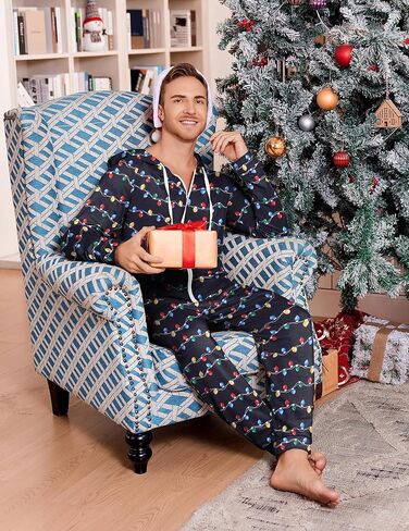 Ekouaer Halloween Onesie Adult Hooded Zipper Mens 0nesie Pajamas Soft One Piece Pajamas for Men with Pocket in Saudi Arabia