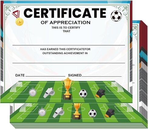 Pop Resin 25 Pack Soccer Award Certificates End of Season Soccer Team Awards 8.5 x 11 Inch - Soccer Ceremony Certificate of Appreciation for Coach Teacher and Kids (Soccer) in Saudi Arabia
