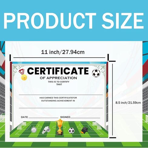 Pop Resin 25 Pack Soccer Award Certificates End of Season Soccer Team Awards 8.5 x 11 Inch - Soccer Ceremony Certificate of Appreciation for Coach Teacher and Kids (Soccer) in Saudi Arabia