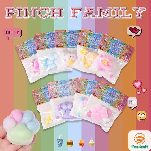 2pcs Squishy Cat Paw Squeeze Toys,Pinch Family,Cute Kawaii Squishies PVC Sensory Toys, Stress Relieving Fur Ball OPP Packaging Gifts, Fidget Toys Squishy Novelty Things Suitable for Kids Teenage in Kuwait