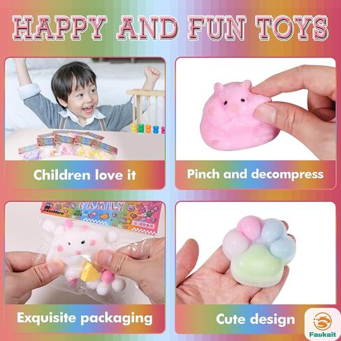 2pcs Squishy Cat Paw Squeeze Toys,Pinch Family,Cute Kawaii Squishies PVC Sensory Toys, Stress Relieving Fur Ball OPP Packaging Gifts, Fidget Toys Squishy Novelty Things Suitable for Kids Teenage in Kuwait