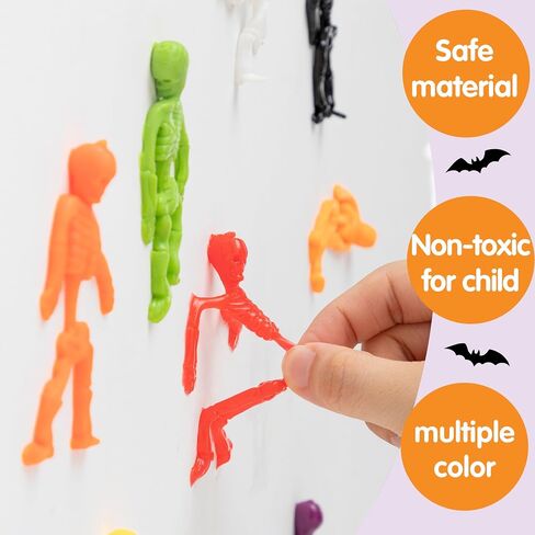 JOYIN 72 PCS Halloween Stretchy Skeletons, Halloween Stress Relief Toys Assorted 9 Colors Stretchy Skull Toys for Halloween Trick or Treat Party Favor, Halloween Goody Bag Fillers in Saudi Arabia