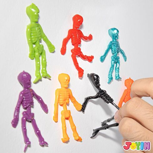 JOYIN 72 PCS Halloween Stretchy Skeletons, Halloween Stress Relief Toys Assorted 9 Colors Stretchy Skull Toys for Halloween Trick or Treat Party Favor, Halloween Goody Bag Fillers in Saudi Arabia