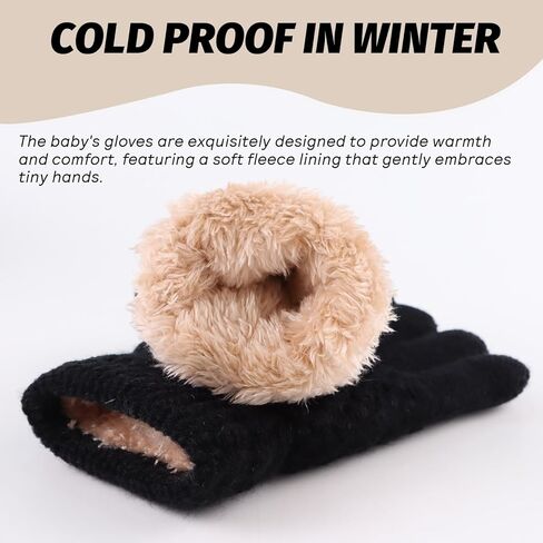 JANGANNSA Cold Weather Kids Gloves Warm Knitted Children Magic Glove With Fleece Lining Winter Gloves For Boys Girls in Kuwait