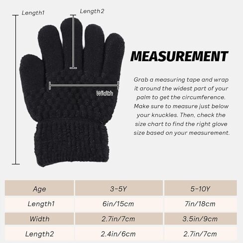 JANGANNSA Cold Weather Kids Gloves Warm Knitted Children Magic Glove With Fleece Lining Winter Gloves For Boys Girls in Kuwait